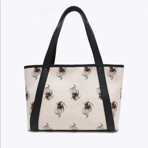 NWT!! Neely & Chloe Chicken Print Travel Tote Black